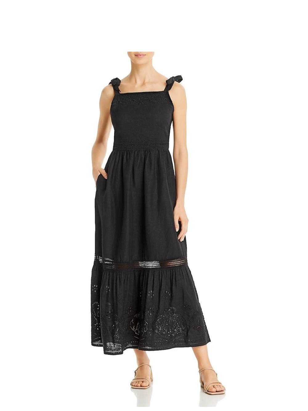 Tommy Bahama Black Linen Viscose Dress Size Medium